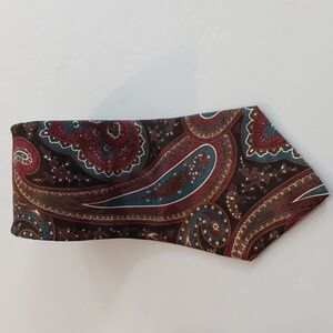 Don Loper Brown Burgundy Paisley Tie Mens Silk Luxury Formal Sz.59'